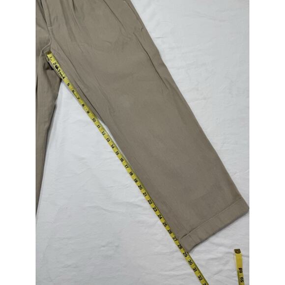 Brooks Brothers Elliot Pants Mens 36x30 Khaki Pleated Chino Cuffed Cotton Preppy - Picture 4 of 6